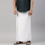 Men White Solid Cotton Dhoti